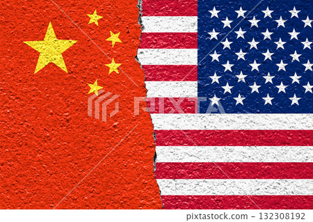 China and United States flags conflict concept, trade war and international relations tension China and United States flags conflict concept, trade war and international relations tension 132308192