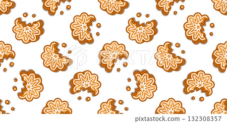 Seamless Bitten Gingerbread Star Pattern Seamless Bitten Gingerbread Star Pattern 132308357