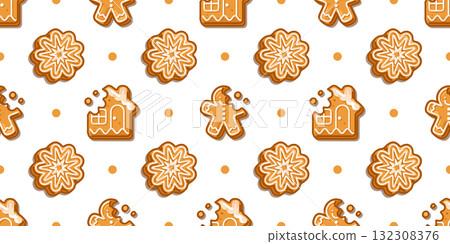 Seamless Gingerbread Cookie Pattern 132308376