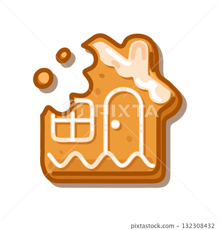 Bitten Gingerbread House Cookie 132308432