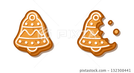 Gingerbread Bell Cookie Illustration Gingerbread Bell Cookie Illustration 132308441