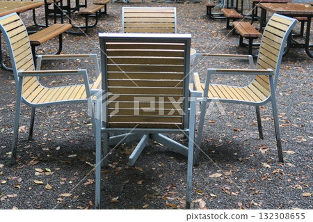 有公園長椅和桌子的景觀 132308655