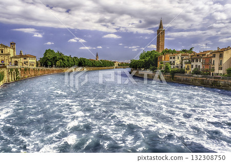 View Over Adige River in Verona, Italy 132308750