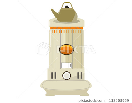 油爐和爐子上的水壺.向量說明 132308969