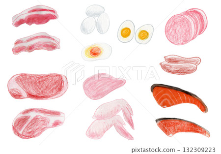 食材插圖（肉、魚、蛋） 132309223