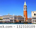 St. Mark's Square and Campanile seen from a water bus on the Grand Canal 132310109