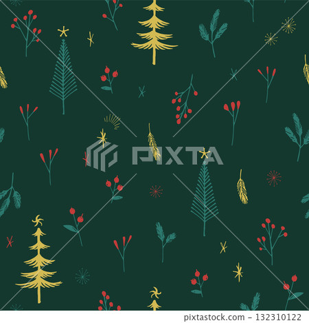 手繪冬季樹枝圖案 132310122