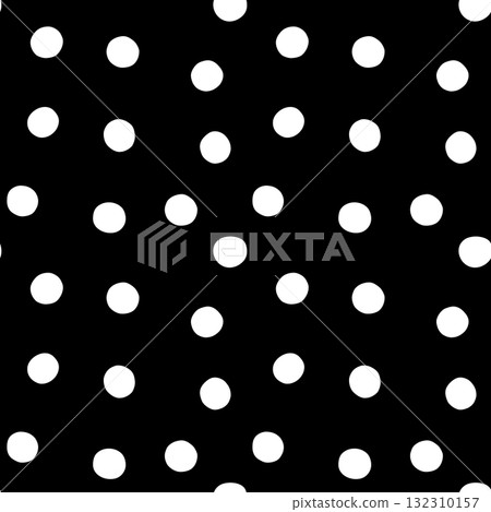White dots on black seamless vector pattern, Random polka dot monochrome texture for textile and fashion design White dots on black seamless vector pattern, Random polka dot monochrome texture for textile and fashion design 132310157