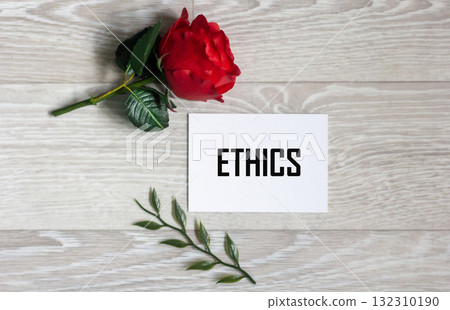 The word "Ethics" is written on the notebook. Business concept. 132310190