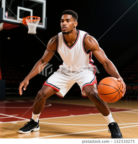 Black player practicing dribbling 132310273