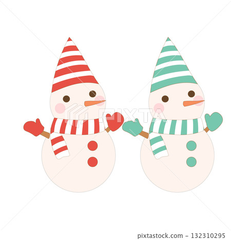 戴著帽子和圍巾的雪人插圖 戴著帽子和圍巾的雪人插圖 132310295