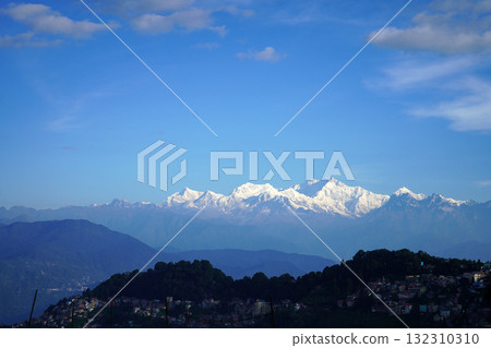 Evening Vista of Darjeeling Town and Snow Capped Kanchenjunga 132310310