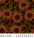 Floral seamless pattern. Hand drawn large flower buds. Flower silhouettes. Botanical background. Summer garden texture. Vector illustration 132310312