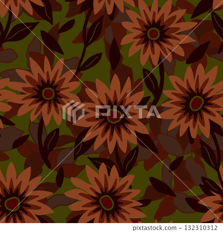 Floral seamless pattern. Hand drawn large flower buds. Flower silhouettes. Botanical background. Summer garden texture. Vector illustration Floral seamless pattern. Hand drawn large flower buds. Flower silhouettes. Botanical background. Summer garden texture. Vector illustration 132310312