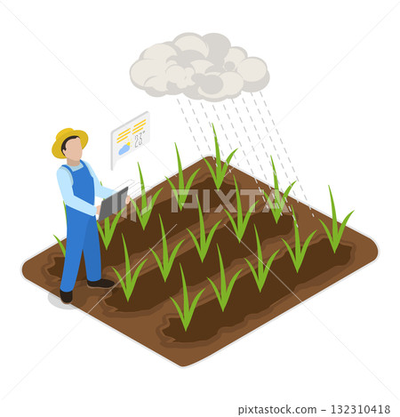 3D Isometric Flat  Illustration of Smart Farming Technologies. Item 2 132310418