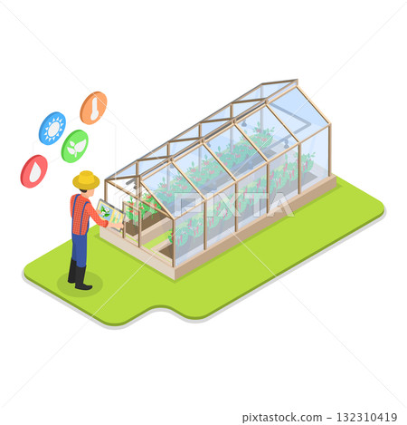 3D Isometric Flat  Illustration of Smart Farming Technologies. Item 3 132310419
