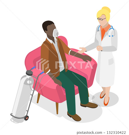 3D Isometric Flat Illustration of Pneumonia Disease. Item 1 3D Isometric Flat Illustration of Pneumonia Disease. Item 1 132310422