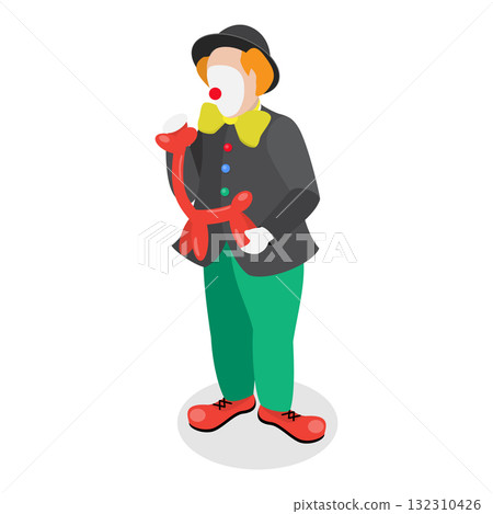 3D Isometric Flat  Set of Clowns. Item 3 132310426