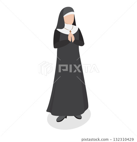 3D Isometric Flat Illustration of Catholic Christian Staff. Item 1 3D Isometric Flat Illustration of Catholic Christian Staff. Item 1 132310429