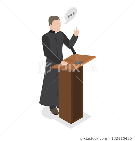 3D Isometric Flat Illustration of Catholic Christian Staff. Item 2 3D Isometric Flat Illustration of Catholic Christian Staff. Item 2 132310430