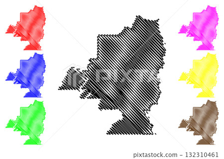 Regional District of North Okanagan (Canada, British Columbia or BC Province, North America) map vector illustration, scribble sketch RDNO map 132310461