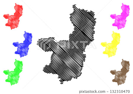 Thompson-Nicola Regional District (Canada, British Columbia or BC Province, North America) map vector illustration, scribble sketch Thompson Nicola map 132310470
