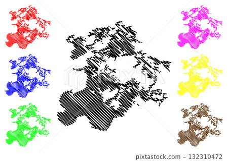 Lake of the Woods (Canada, United States, North America, us, Great Lakes) map vector illustration, scribble sketch map Lake of the Woods (Canada, United States, North America, us, Great Lakes) map vector illustration, scribble sketch map 132310472