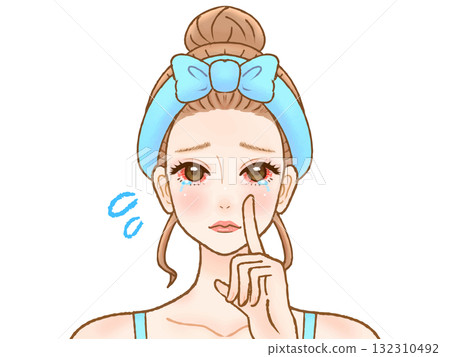 眼睛充血、流淚的成年女性插畫素材 132310492