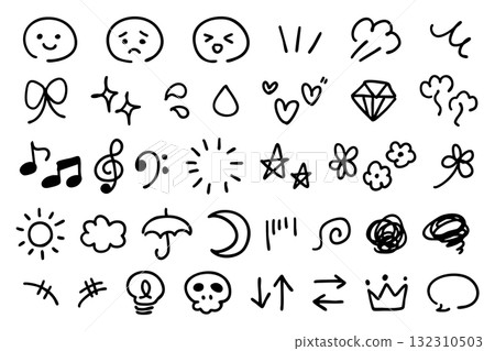 Hand-drawn emotion cartoon mark illustration pictogram icon set Hand-drawn emotion cartoon mark illustration pictogram icon set 132310503