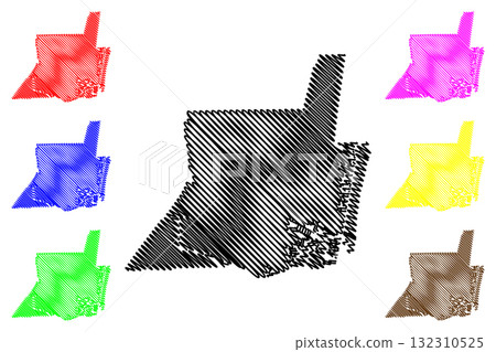 Pompano Beach City, Florida (United States cities, United States of America, us, usa city) map vector illustration, scribble sketch City of Pompano Beach map 132310525