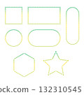 Minimal geometric frames formed with colorful gradient dots in green and yellow shades. Perfect for modern design, abstract decoration, templates, and stylish layout compositions. Vector illustration 132310545