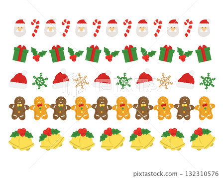 Christmas line illustration set Christmas line illustration set 132310576
