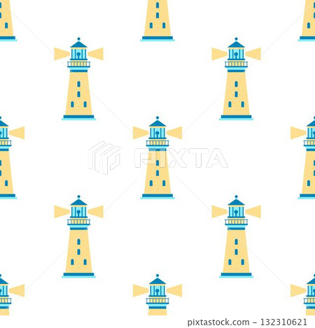 cartoon lighthouse seamless pattern 132310621