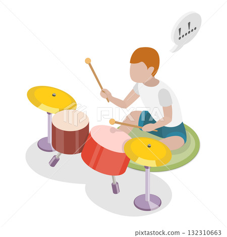 3D Isometric Flat  Illustration of Sensory Development for Autist Kids. Item 2 132310663