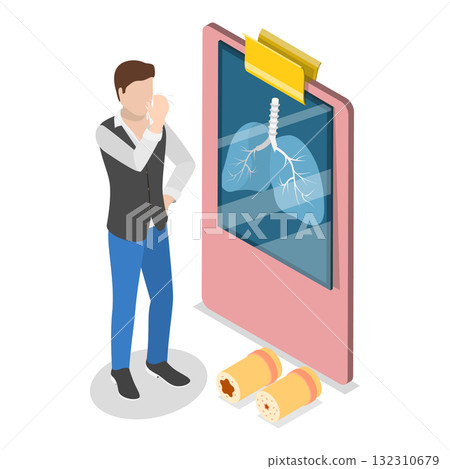 3D Isometric Flat Illustration of Pneumonia Disease. Item 3 3D Isometric Flat Illustration of Pneumonia Disease. Item 3 132310679