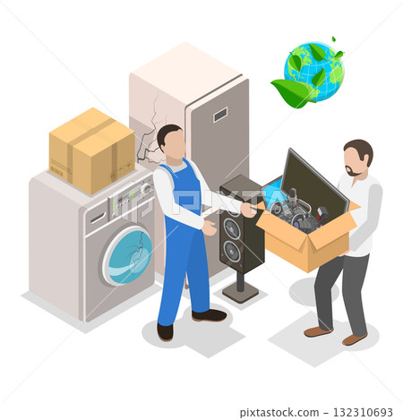 3D Isometric Flat  Illustration of Green Disposal. Item 2 132310693
