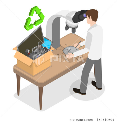3D Isometric Flat  Illustration of Green Disposal. Item 1 132310694