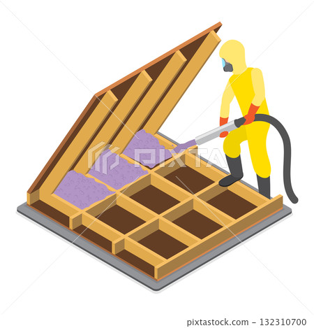 3D Isometric Flat Illustration of Spray Foam Insulation. Item 1 3D Isometric Flat Illustration of Spray Foam Insulation. Item 1 132310700