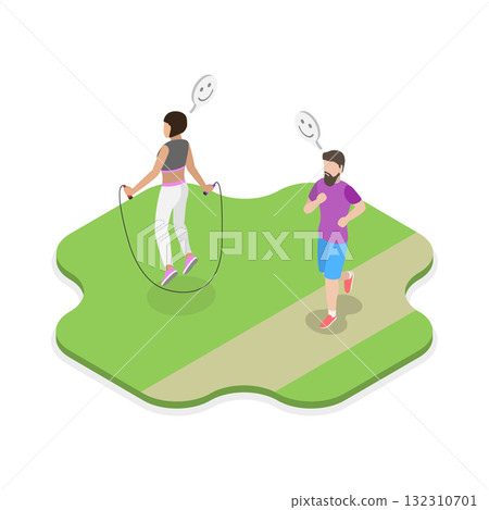 3D Isometric Flat Illustration of Healthy Lifestyle and Fitness. Item 3 3D Isometric Flat Illustration of Healthy Lifestyle and Fitness. Item 3 132310701