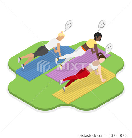 3D Isometric Flat Illustration of Healthy Lifestyle and Fitness. Item 2 3D Isometric Flat Illustration of Healthy Lifestyle and Fitness. Item 2 132310703