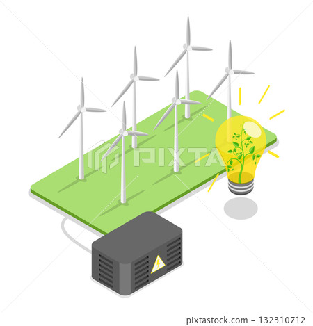 3D Isometric Flat Illustration of Sustainable Energy Source. Item 2 3D Isometric Flat Illustration of Sustainable Energy Source. Item 2 132310712