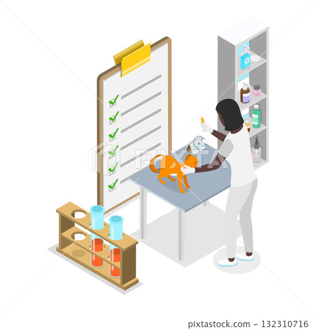 3D Isometric Flat  Illustration of Vet Services. Item 3 132310716
