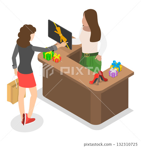3D Isometric Flat  Illustration of Loyalty Program. Item 1 132310725