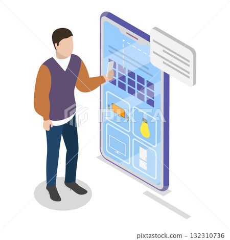 3D Isometric Flat Illustration of Useful Mobile Apps. Item 2 3D Isometric Flat Illustration of Useful Mobile Apps. Item 2 132310736