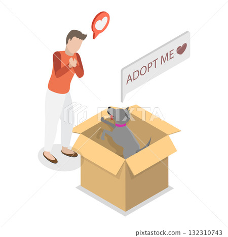 3D Isometric Flat Illustration of Pet Adoption. Item 3 3D Isometric Flat Illustration of Pet Adoption. Item 3 132310743