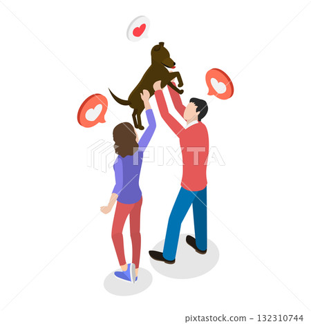 3D Isometric Flat Illustration of Pet Adoption. Item 2 3D Isometric Flat Illustration of Pet Adoption. Item 2 132310744