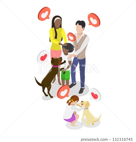 3D Isometric Flat  Illustration of Pet Adoption. Item 1 132310745