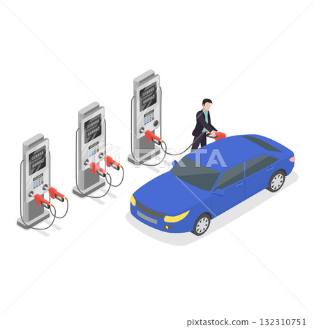 3D Isometric Flat  Illustration of Gasoline Self-service. Item 3 132310751