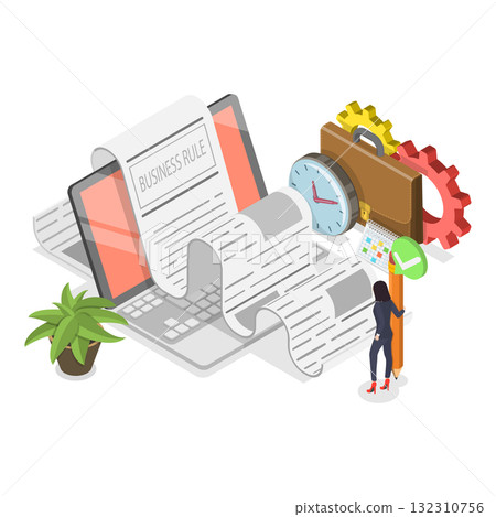 3D Isometric Flat  Illustration of IT Project Management. Item 1 132310756