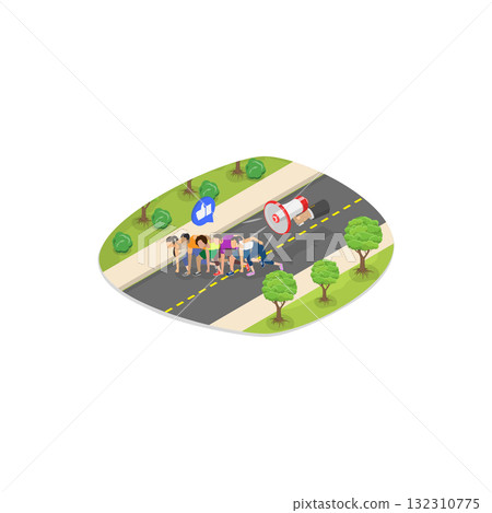 3D Isometric Flat Illustration of Healthy Activities and Lifestyle. Item 1 3D Isometric Flat Illustration of Healthy Activities and Lifestyle. Item 1 132310775